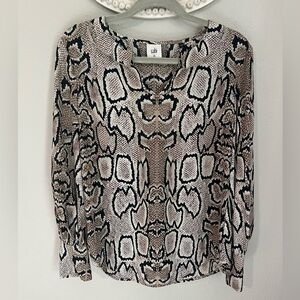 CAbi Women's Snake Print Blouse - Black and Brown